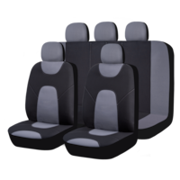 AutoTrends Two-Tone Seat Cover Set for Back Bench Seat, Black & Grey, 3-pk Front_Three_Fourths_Angled_Left