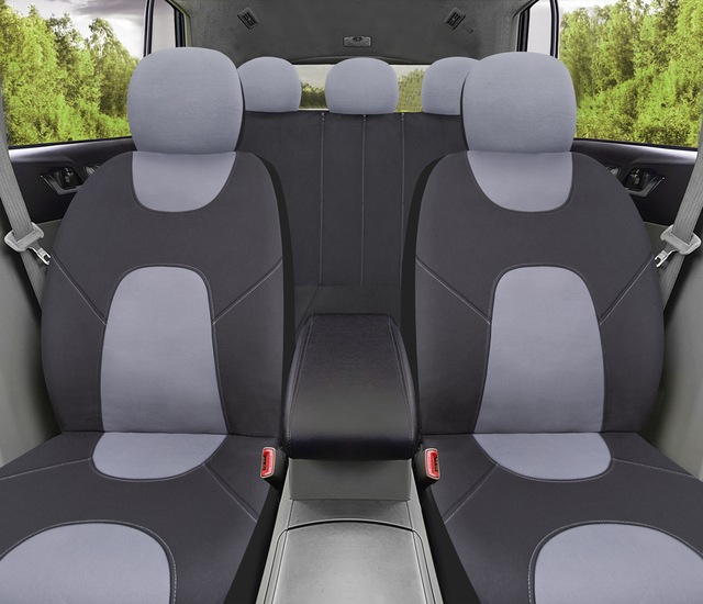 AutoTrends TwoTone Seat Cover Set for Back Bench Seat, Black & Grey, 3