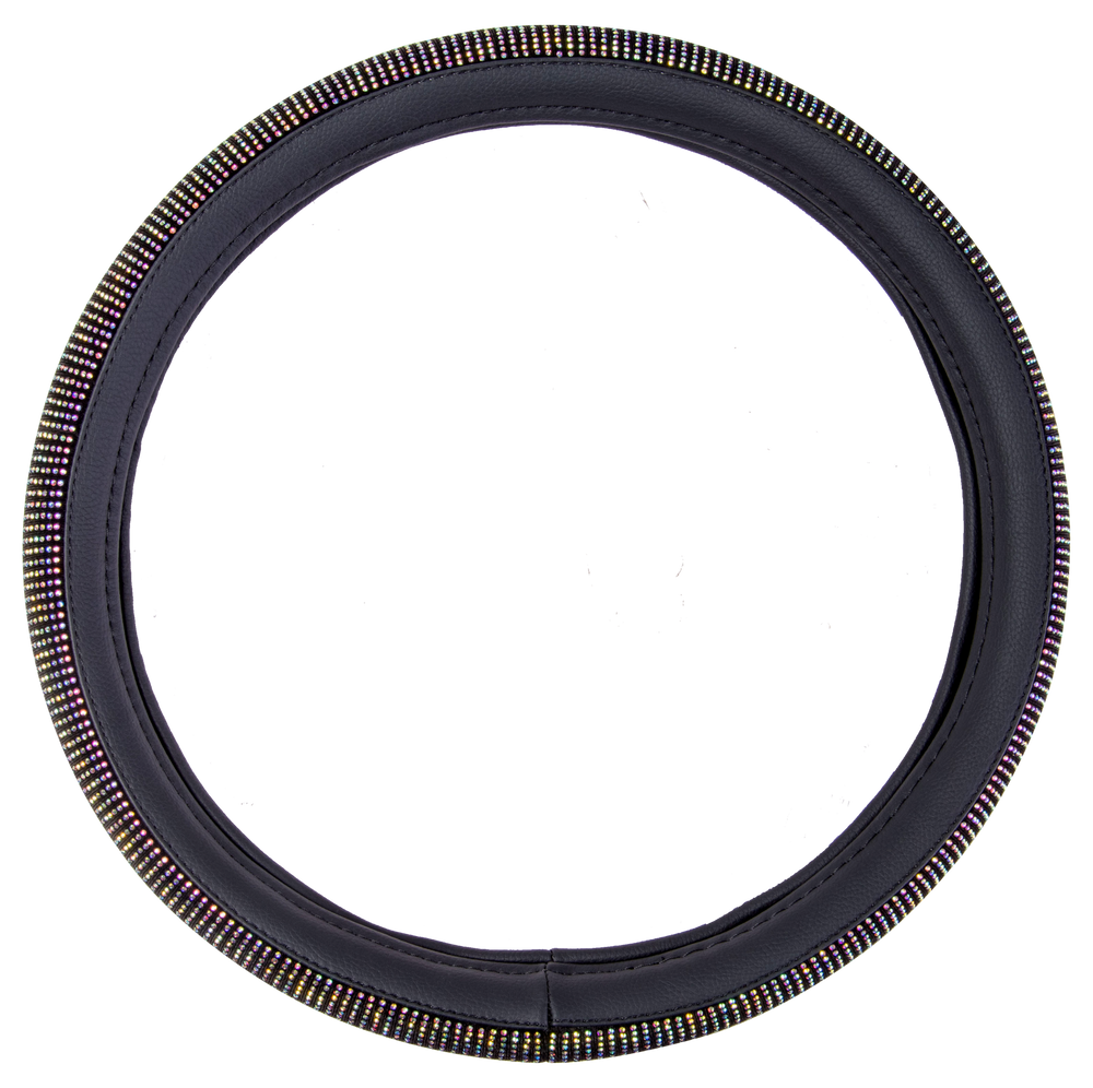 AutoTrends Faux Leather Rainbow Diamond Steering Wheel Cover Canadian