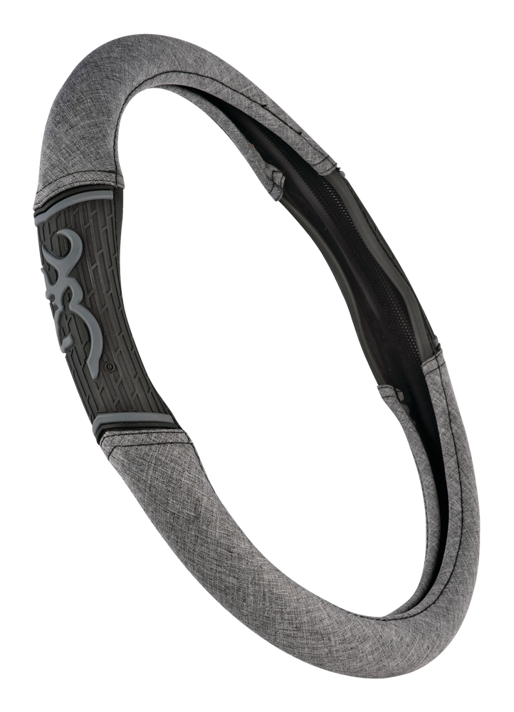 Browning Buckmark Branding Steering Wheel Cover, Chevron Heathered Grey