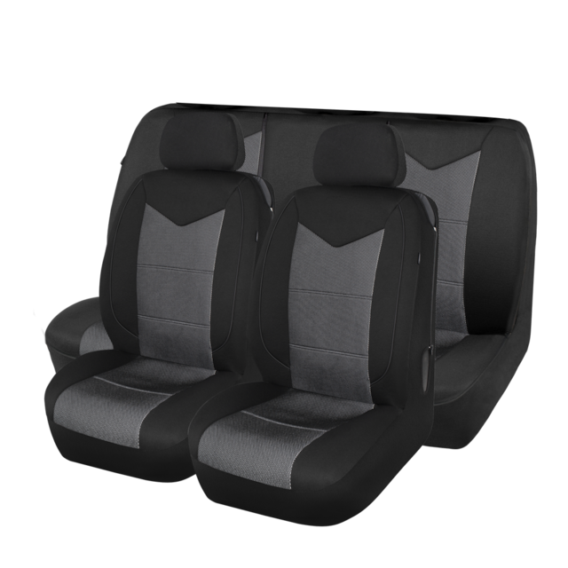 AutoTrends Jacquard Quilted Seat & Bench Seat Cover Set, Black