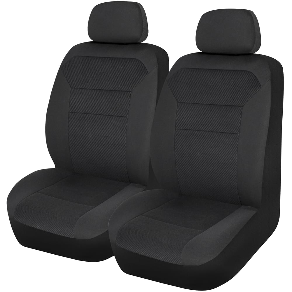 AutoTrends Velour Stripe Seat Cover Black 2 pk