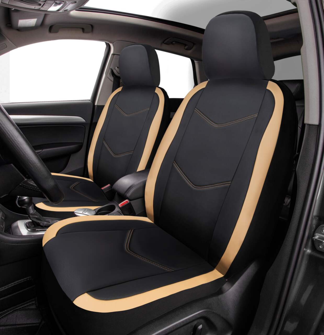 AutoTrends 2-Tone Faux Leather Seat Cover, Tan & Black | Canadian Tire