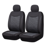 Housse de siège ajustée AutoTrends en jacquard, charbon/gris chiné Front_Three_Fourths_Angled_Left