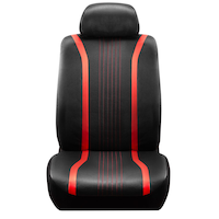 Upshift Two-Tone Faux Leather Seat Cover, Sport Red, 2-pk Front_Flat