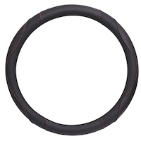 AutoTrends Faux Leather Red Stitching Steering Wheel Cover