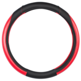 Gaine de volant en fibre de carbone AutoTrends, similicuir, rouge et noir Front_Flat