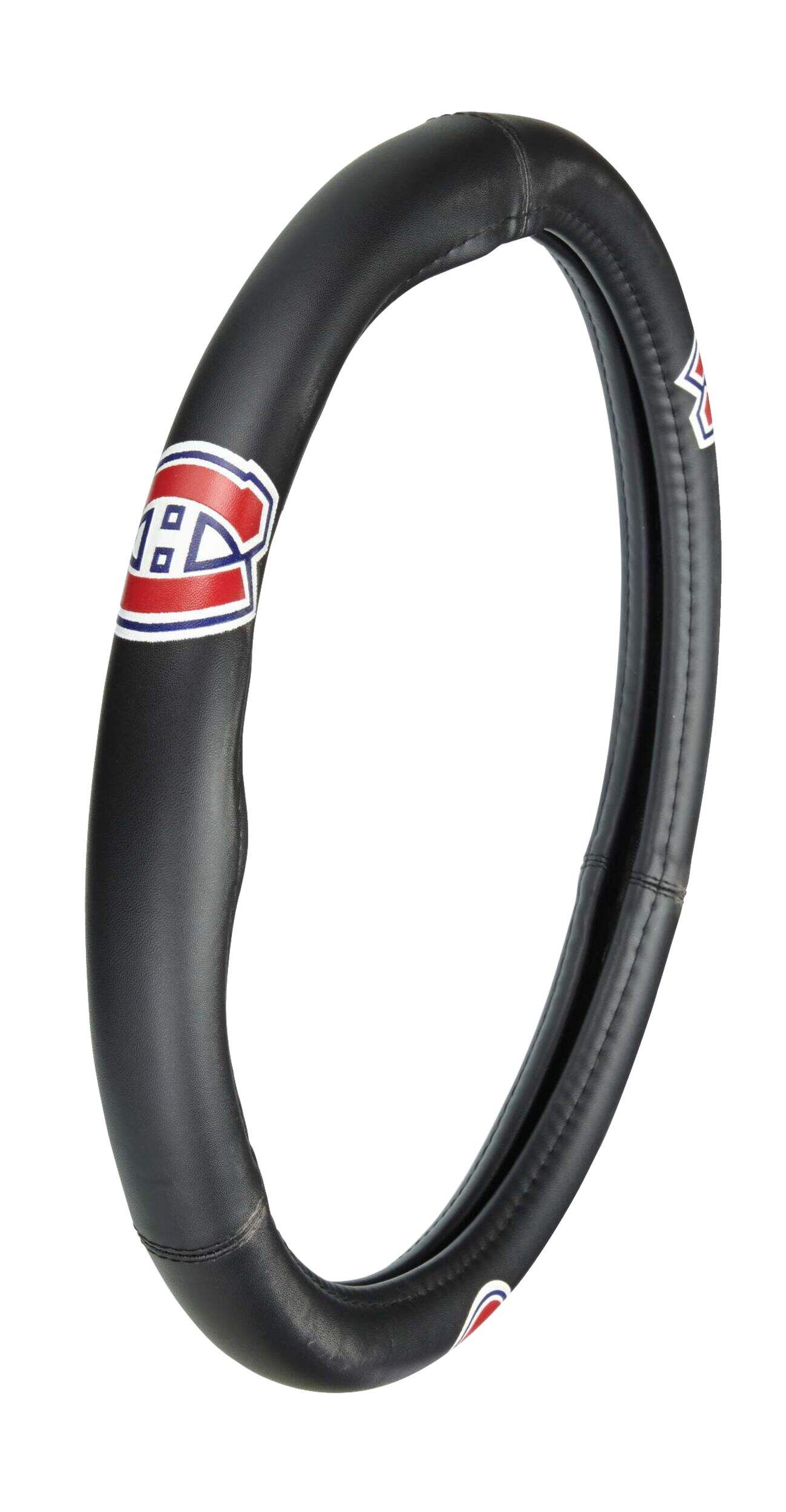 Fan Mats NHL Montreal Canadiens Steering Wheel Cover, Black Front_Angled_Right