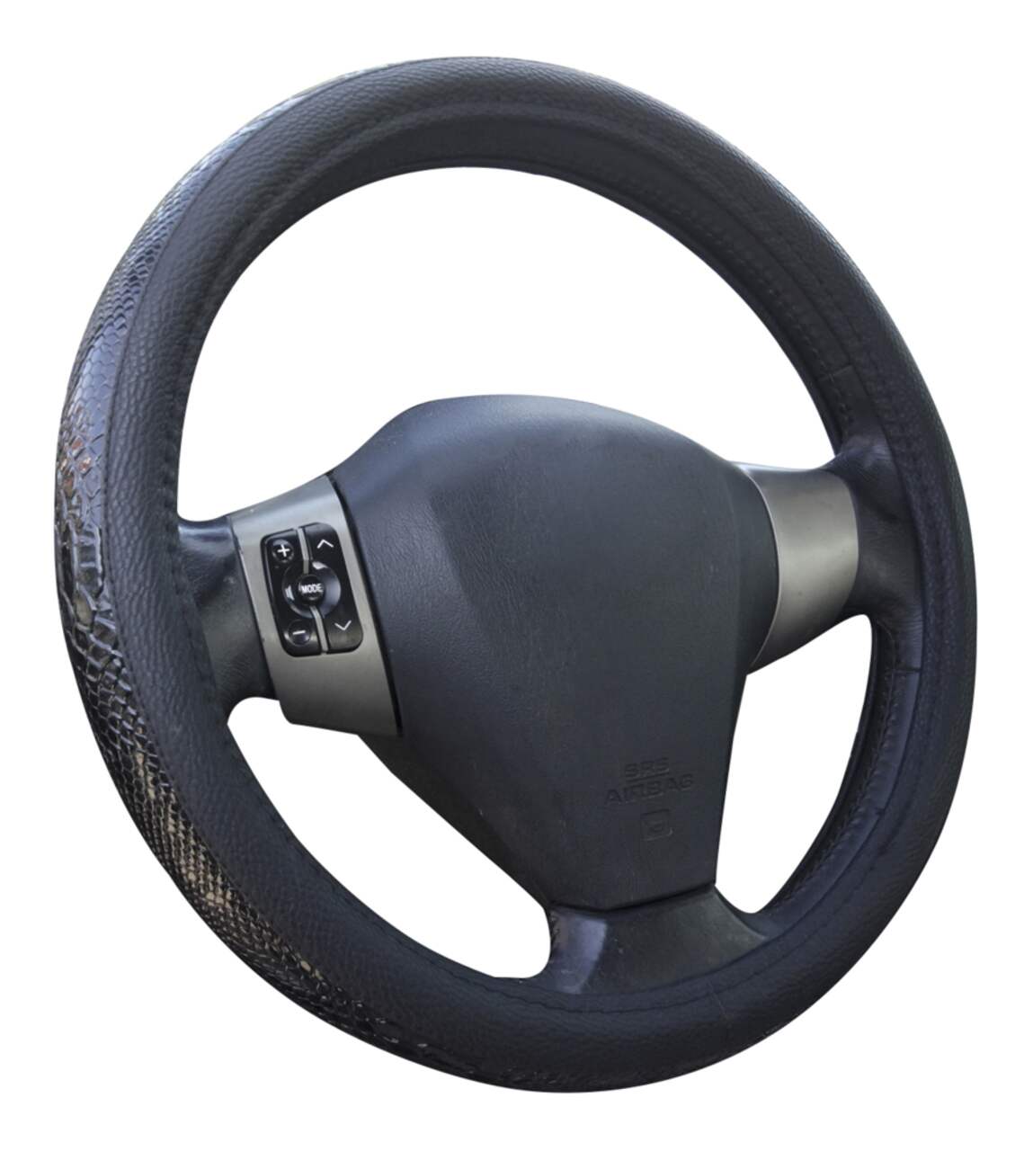 AutoTrends Faux Leather Snakeskin Steering Wheel Cover Black