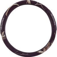 Browning Buckmark Branding Realtree Camo Steering Wheel Cover, Black Front_Flat