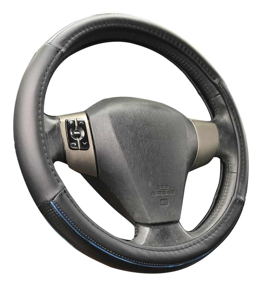 AutoTrends Carbon Fibre with Metallic Stripe Steering Wheel Cover