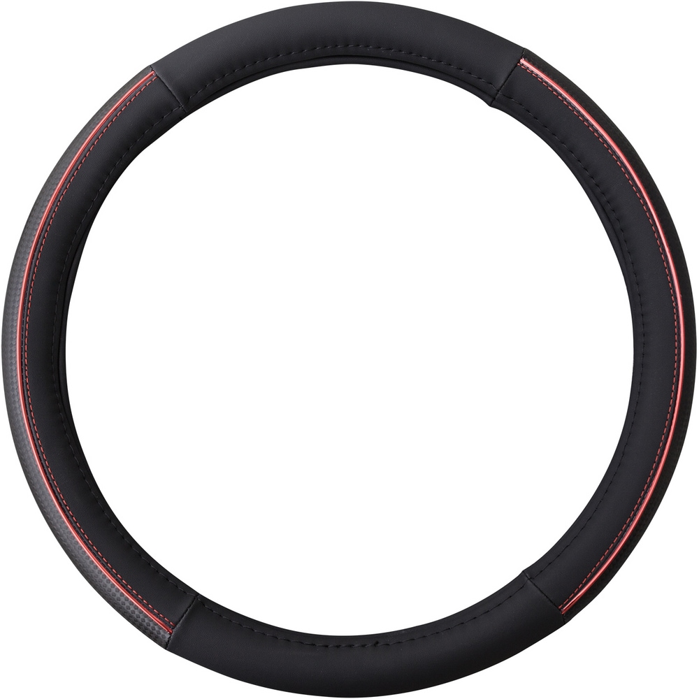 AutoTrends Carbon Fibre with Metallic Stripe Steering Wheel Cover