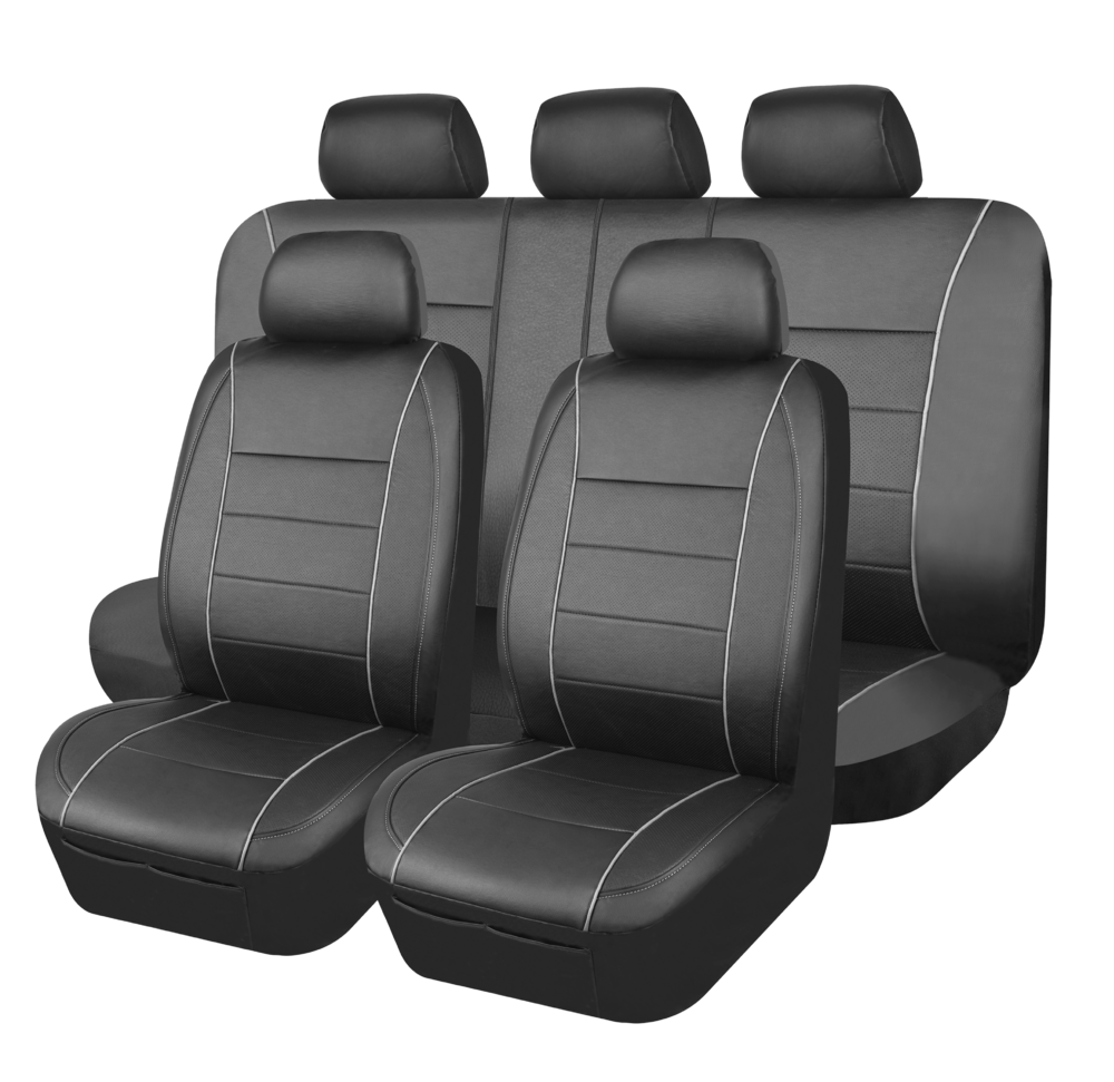 AutoTrends Faux Leather Complete Seat Cover Set for Back Bench Seat, Black