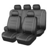AutoTrends Faux Leather Complete Seat Cover Set for Back Bench Seat, Black Front_Three_Fourths_Angled_Left
