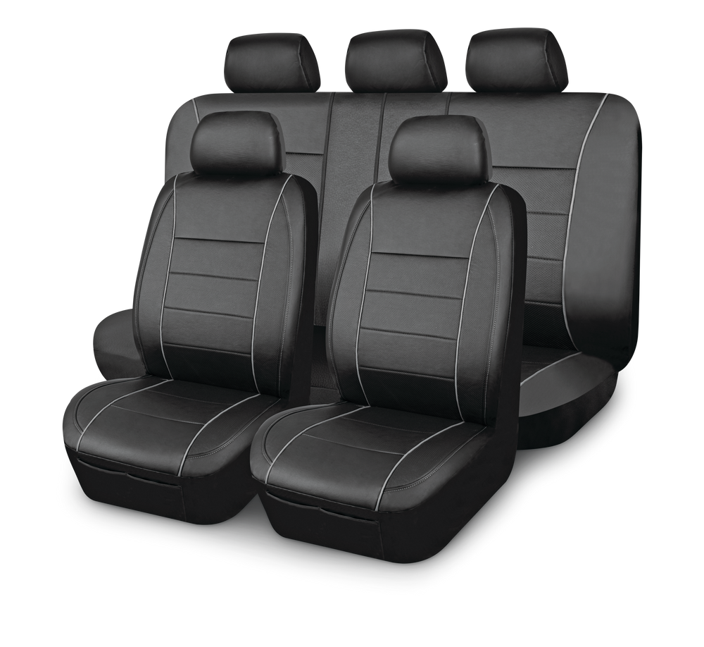 AutoTrends Faux Leather Complete Seat Cover Set for Back Bench Seat