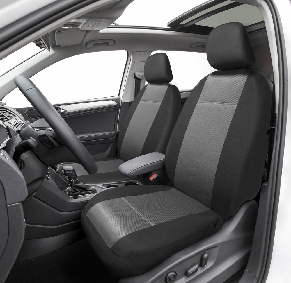 AutoTrends Pinstripe Low Back Seat Cover Set, Black/Grey, 4pc