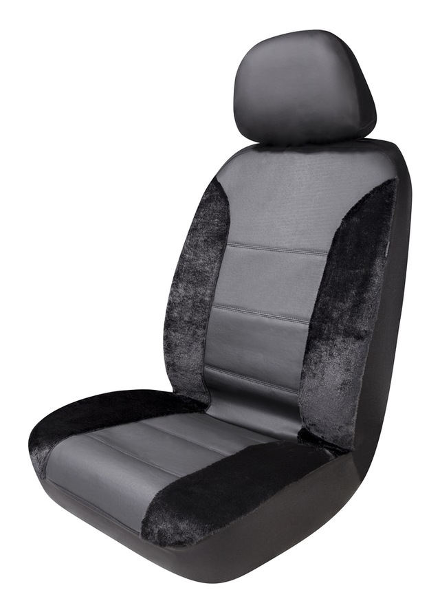 AutoTrends Premium Low Back Faux Fur & Leatherette Faux Leather Seat