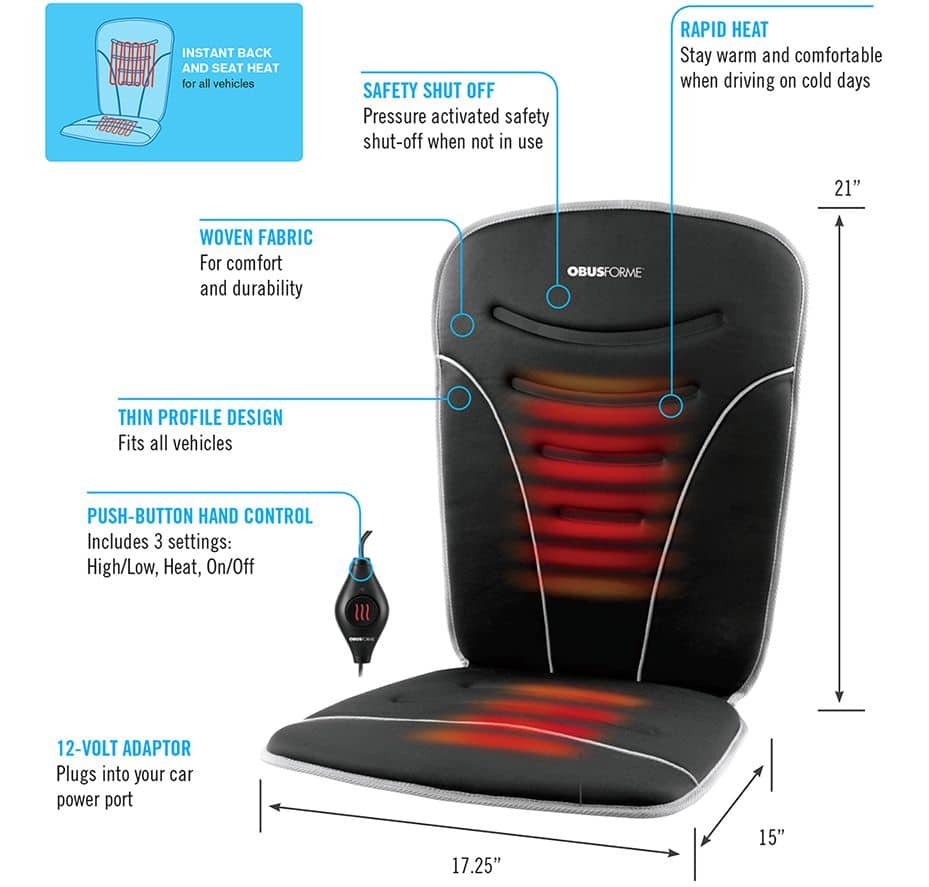Obusforme Full Back Seat Heated Car Cushion Canadian Tire