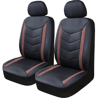 AutoTrends Premium Faux Leather Chevron Seat Cover, 2-pk Front_Angled_Left
