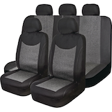 Housses de siège AutoTrends, jacquard, banquette arrière, noir et gris, paq. 3 Front_Three_Fourths_Angled_Left