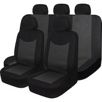 AutoTrends Jacquard Seat Cover Set for Back Bench Seat, Black & Grey, 3-pk Front_Three_Fourths_Angled_Left