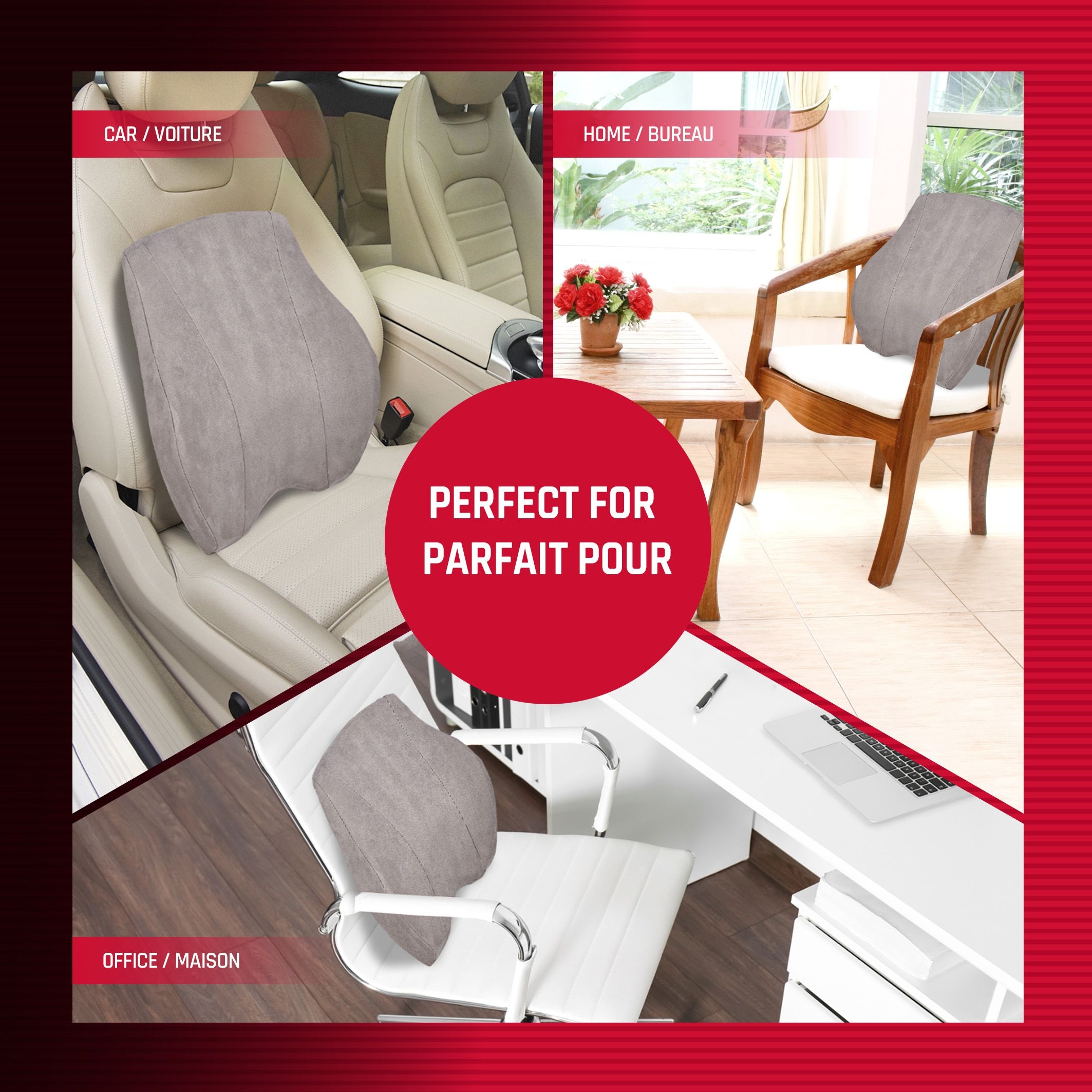 Heatech Velour Heated Memory Foam Lumbar Back Cushion Canadian Tire