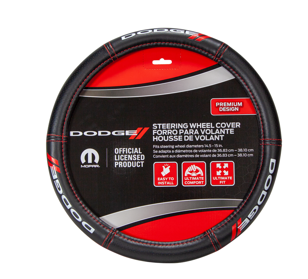Dodge Deluxe Vinyl Steering Wheel Cover, Black & Red Canadian Tire