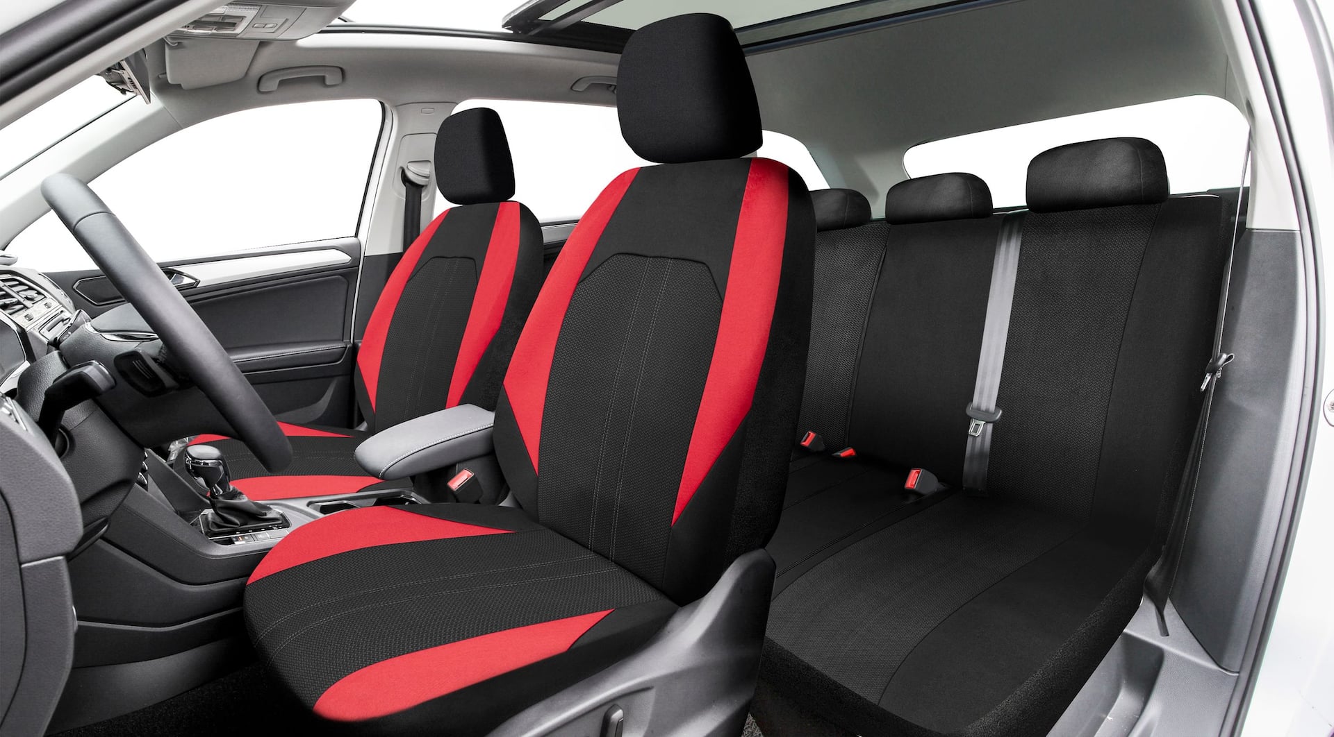 AutoTrends Black & Red Sports Car Seat Cover Kit for Back Bench