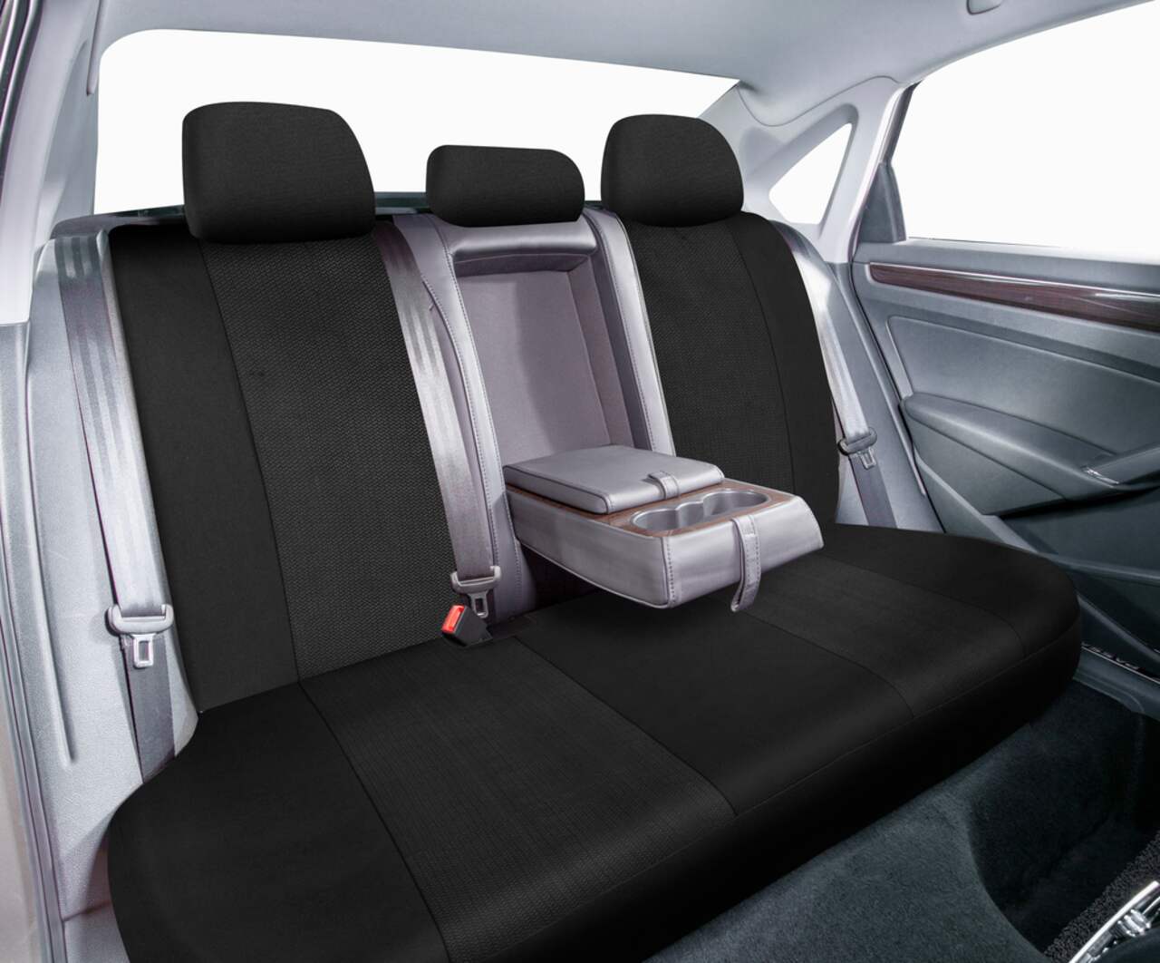 AutoTrends Carbon Fibre Seat Cover Set for Back Bench Seat, Black