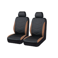 Housse de siège AutoTrends à chevrons noirs et bruns, paq. 2 Front_Three_Fourths_Angled_Left
