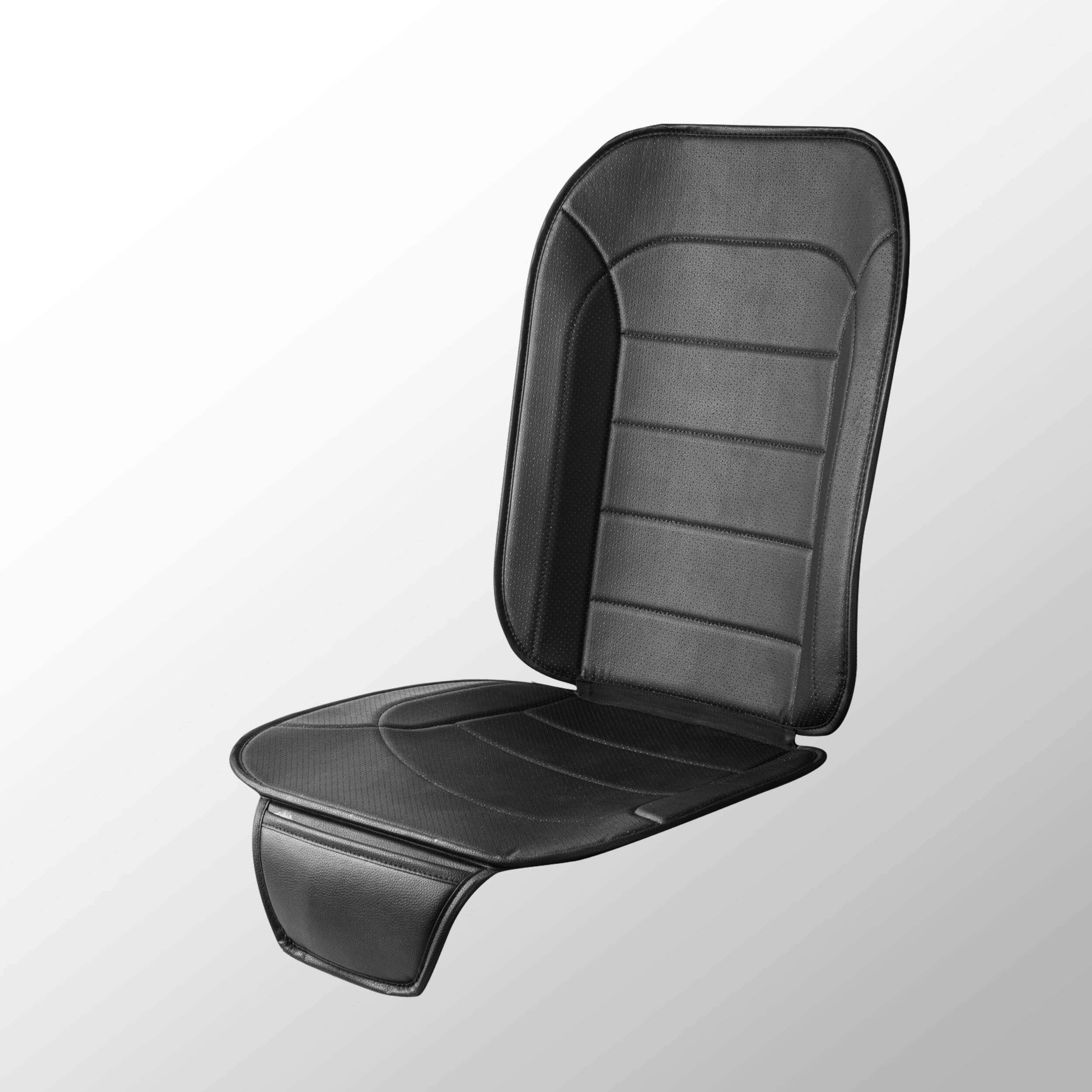 AutoTrends Faux Leather Full Seat Cushion with Buckles Front_Three_Fourths_Angled_Left