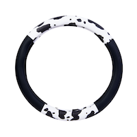 AutoTrends Cow Print Steering Wheel Cover Front_Flat