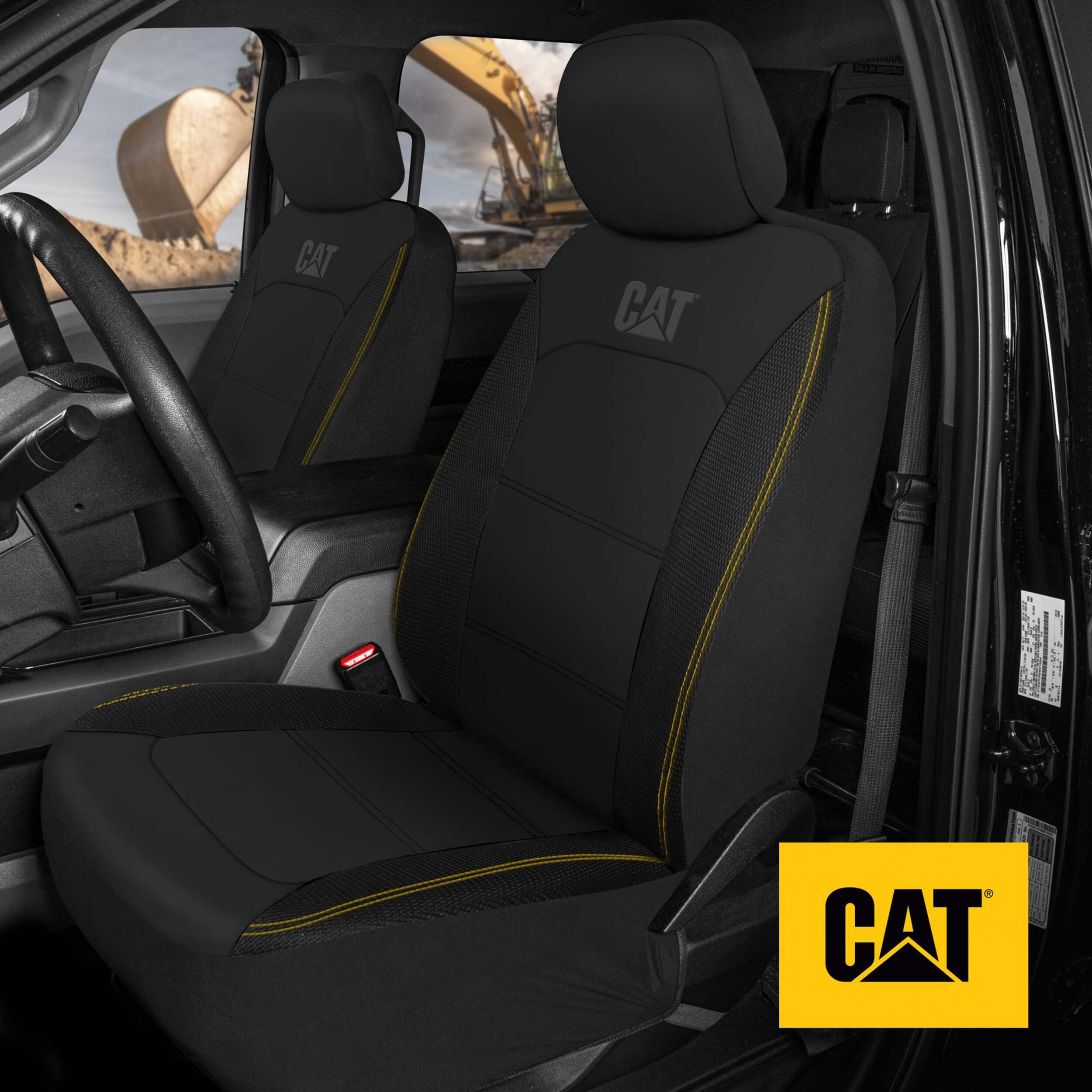 CAT Luxury PVC Mesh Seat Cover, Black, 2-Pk Front_Three_Fourths_Angled_Left