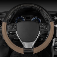 CAT Two-Tone Sporty Grip Steering Wheel Cover, Brown