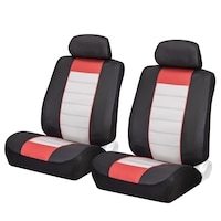 Housse de siège sport AutoTrends en similicuir rouge et blanc, paq. 2 Front_Three_Fourths_Angled_Left
