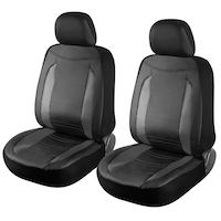 Goodyear Spill Resistant PVC Seat Cover, Black/Grey, 2-Pc Front_Three_Fourths_Angled_Left