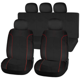 Goodyear Spill Resistant Seat Cover Kit, Black/Red Front_Three_Fourths_Angled_Left