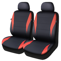 AutoTrends Flex Fit Sport Car Seat Covers, Red, 2-Pk Front_Three_Fourths_Angled_Left