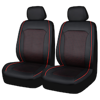 AutoTrends Faux Leather Perforated Sport Seat Covers, Black/Red, 2-Pk Front_Three_Fourths_Angled_Left