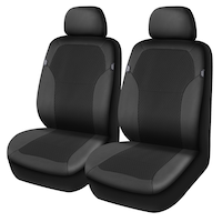 AutoTrends Embossed Jaquard & Leather Car Seat Covers, 2-Pk Front_Three_Fourths_Angled_Left