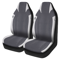 AutoTrends EV HB Car Seat Covers, Grey/White, 2-Pk Front_Three_Fourths_Angled_Left
