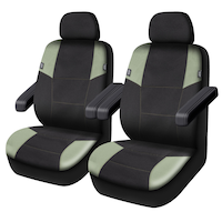 AutoTrends Oxford Fabric Rugged Green Ripstop Seat Covers, 2-Pk Front_Three_Fourths_Angled_Left