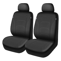 AutoTrends Luxe Faux Leather Seat Covers, 2-Pk Front_Three_Fourths_Angled_Left