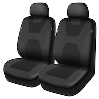 AutoTrends Hex Mesh Faux Leather Seat Covers, 2-Pk Front_Three_Fourths_Angled_Left