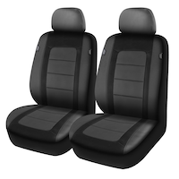 AutoTrends Premium Embossed Faux Leather Car Seat Cover, Black, 2-Pk Front_Three_Fourths_Angled_Left