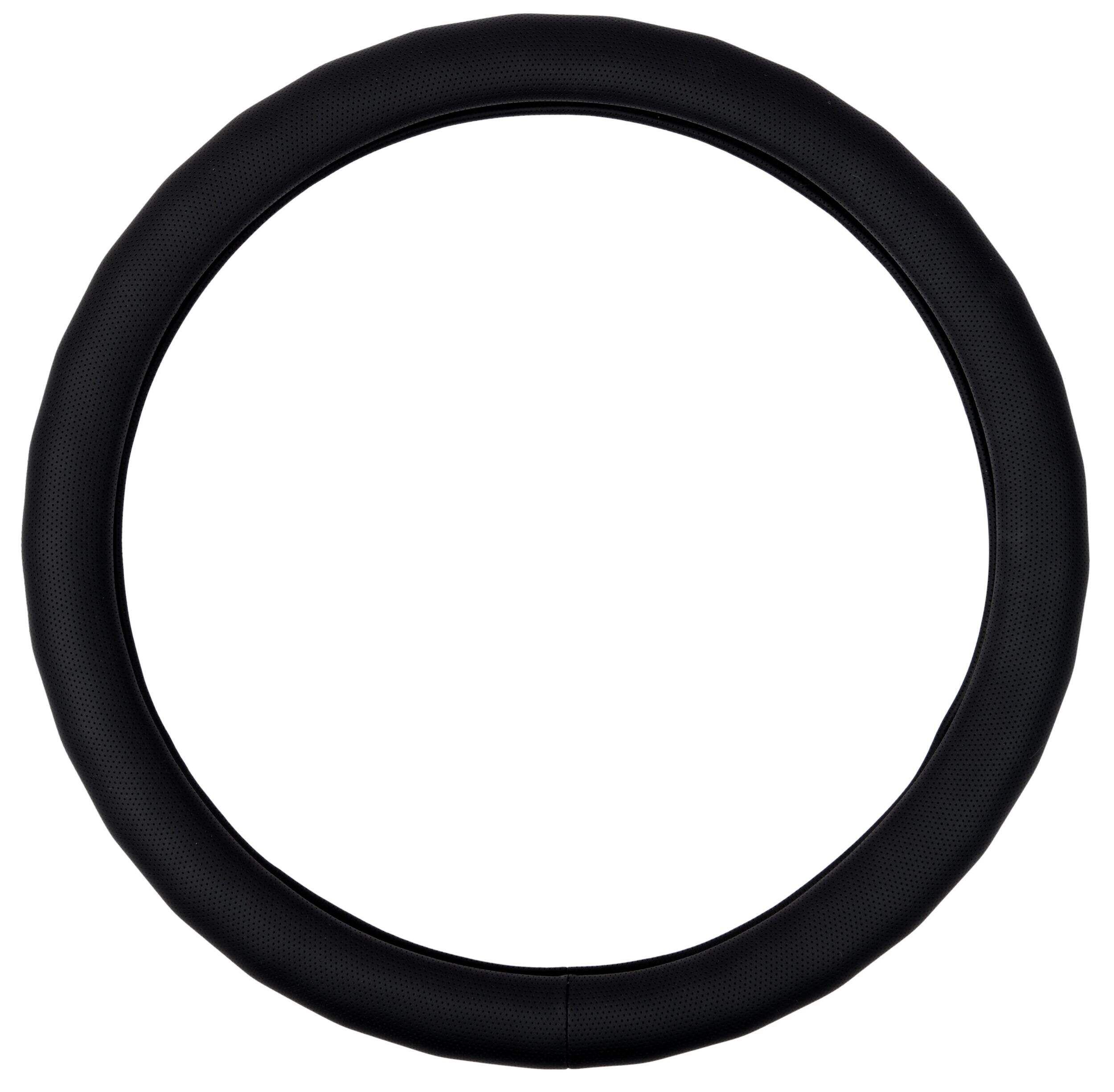 AutoTrends Massage Grip Steering Wheel Cover, Black Front_Flat