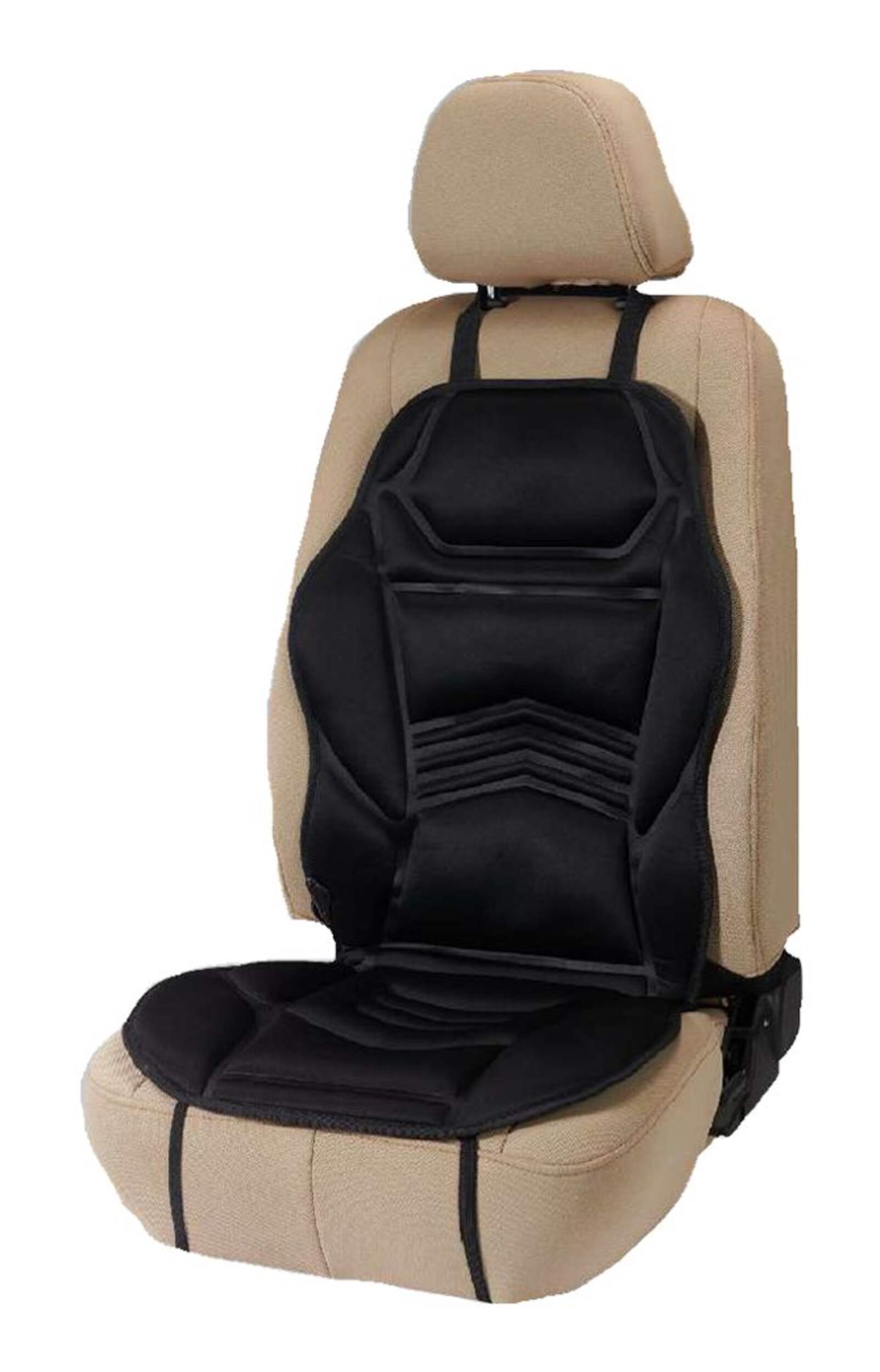 Heatech 6 Motor Massage and Heat Seat Cushion, Black Front_Three_Fourths_Angled_Left