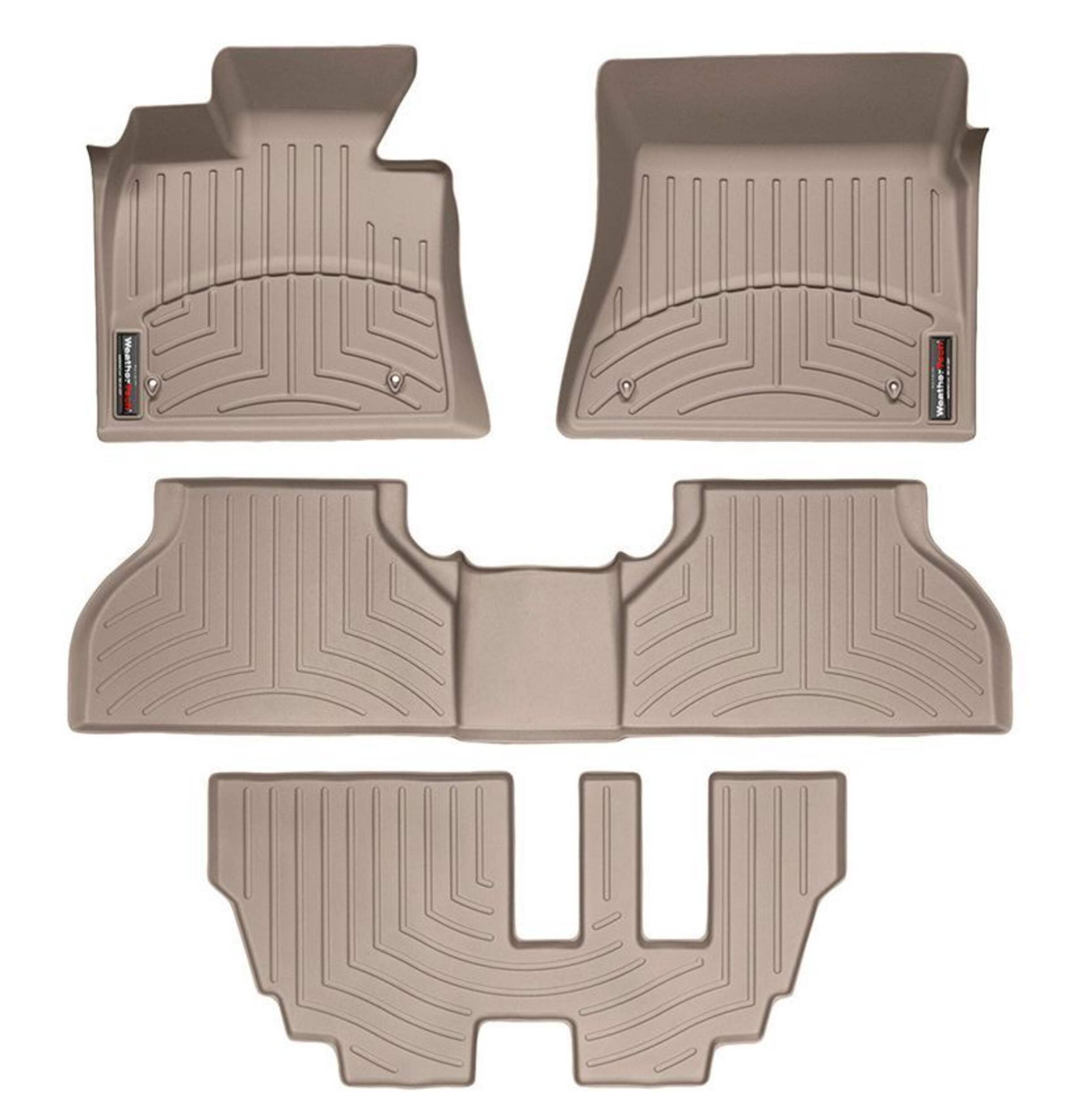 WeatherTech® Custom Front, Rear & 3rd Row FloorLiner™ Kit, Tan Overhead_Flat