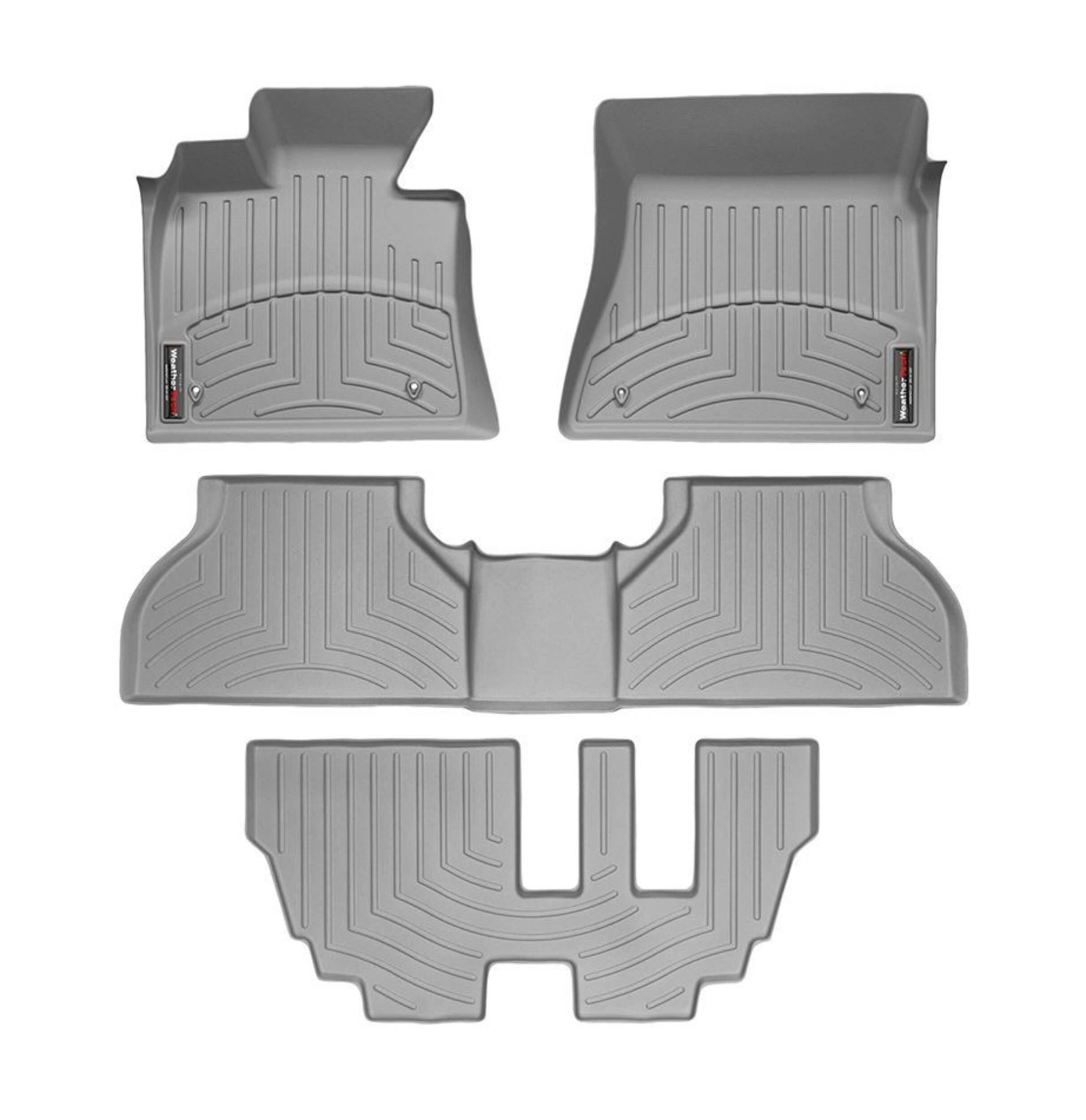 WeatherTech® Custom Front, Rear & 3rd Row FloorLiner™ Kit, Grey Overhead_Flat