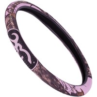 Browning Buckmark Branding Realtree Camo Steering Wheel Cover, Pink Front_Angled_Left